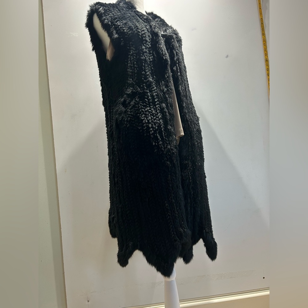Kelli Kouri Natural Fur Vest Knitted Rex Rabbit MIDI  Length Size M Perfect